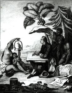 Pierre Sonnerat Desenhando um Pássaro, de &39;Viagem à Nova Guiné&39;, gravado por Marie Therese Martinet (n.1731) 1776